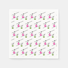 Roze & groene gondels servet