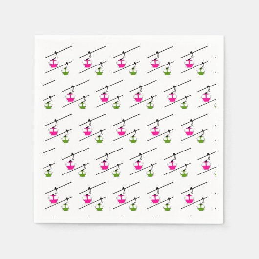 Roze & groene gondels servet (Voorkant)