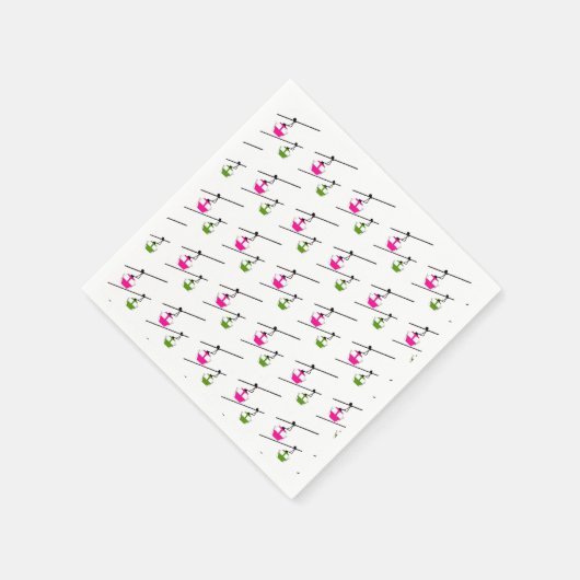 Roze & groene gondels servet (Hoek)