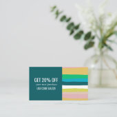 Roze groene goudminimalistische strips handgemaakt kortingskaartje (Staand voorkant)