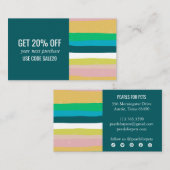 Roze groene goudminimalistische strips handgemaakt kortingskaartje (Voorkant / Achterkant)