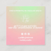 Roze groene gradiënt retro script orde dank u vierkante visitekaartje (Achterkant)