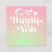 Roze groene gradiënt retro script orde dank u vierkante visitekaartje (Voorkant)