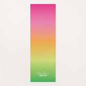 Roze-Groene Gradient Yoga Mat met Aangepaste Naam (Voorkant)