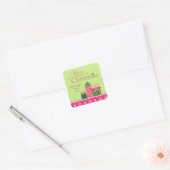 Roze groene grillige cadeaus kerst sticker (Envelop)