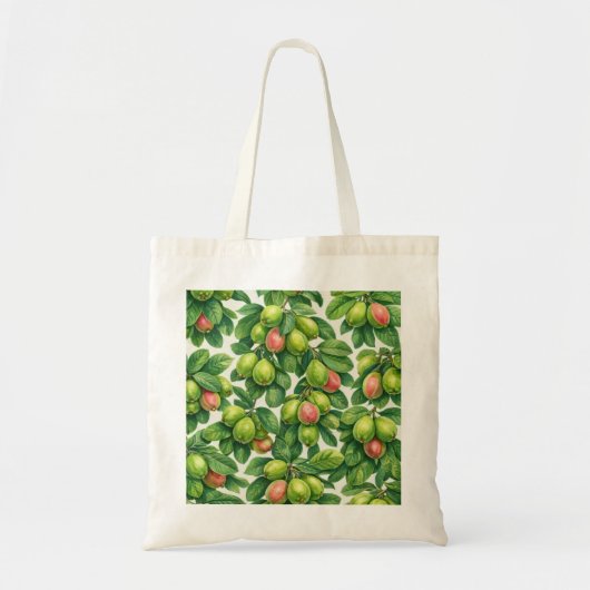 Roze Groene Guave Botanisch Patroon Tote Bag (Voorkant)
