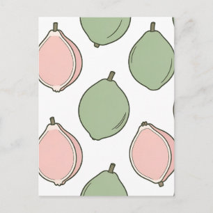 Roze Groene Guave Patroon Briefkaart