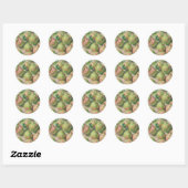 Roze Groene Guave Stilleven Ronde Sticker (Vel)