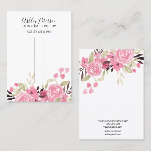 Roze groene haarfilmclip barrette display visitekaartje (Voorkant / Achterkant)