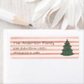  Roze Groene Hand Getrokken Kerstboom Etiket (Insitu)