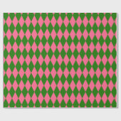 Roze Groene Harlekijn Geruite Ontwerp Cadeaupapier (Vlak)