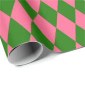 Roze Groene Harlekijn Geruite Ontwerp Cadeaupapier (Rol Hoek)
