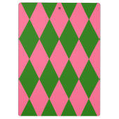 Roze Groene Harlekijn Geruite Ontwerp  Klembord (Achterkant)
