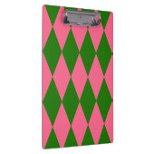 Roze Groene Harlekijn Geruite Ontwerp  Klembord (Rechts)