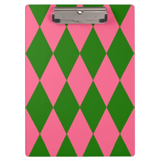 Roze Groene Harlekijn Geruite Ontwerp  Klembord (Voorkant)
