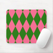 Roze Groene Harlekijn Geruite Ontwerp Muismat (Met muis)