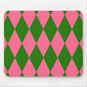 Roze Groene Harlekijn Geruite Ontwerp Muismat