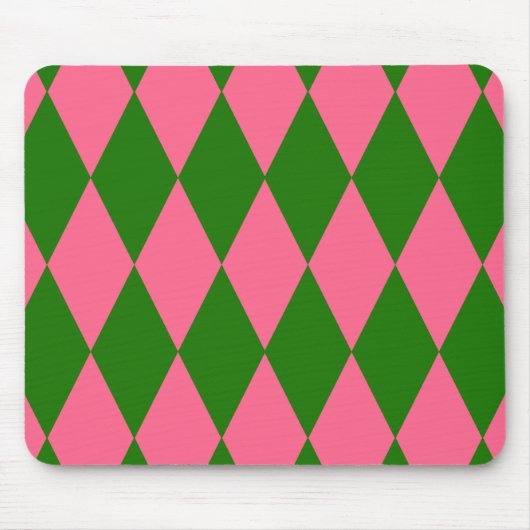 Roze Groene Harlekijn Geruite Ontwerp Muismat (Voorkant)