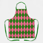 Roze Groene Harlekijn Geruite Ontwerp Schort (Voorkant)