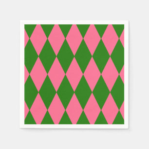 Roze Groene Harlekijn Geruite Ontwerp Servet