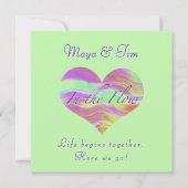 Roze & Groene Hart Save the Date Uitnodiging (Voorkant)