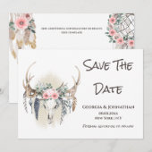 Roze groene herten gewei boho droomvanger stam- save the date (Voorkant / Achterkant)
