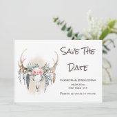 Roze groene herten geweien boho dromenvanger stam- save the date (Staand voorkant)
