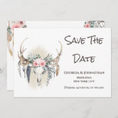 Roze groene herten geweien boho dromenvanger stam- save the date (Voorkant / Achterkant)