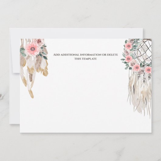 Roze groene herten geweien boho dromenvanger stamo save the date (Achterkant)