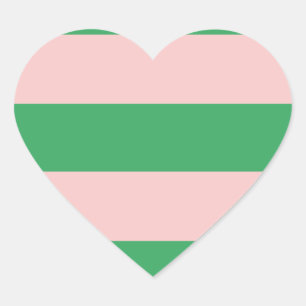 Roze & Groene Horizontale Streep Willekeurige gr Hart Sticker