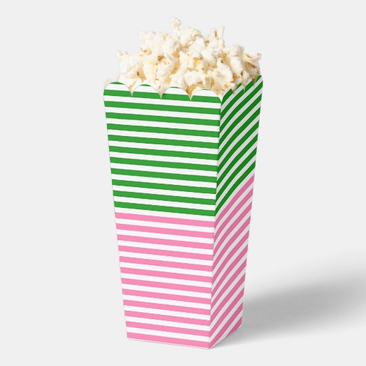 Roze + Groene Horizontale Strepen Popcorn Bedankdoosjes (Popped)