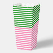 Roze + Groene Horizontale Strepen Popcorn Bedankdoosjes (Voorkant)
