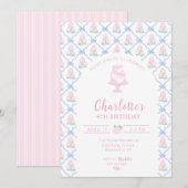 Roze Groene Hortensia Blauwe Strik Trellis Kaart (Voorkant / Achterkant)