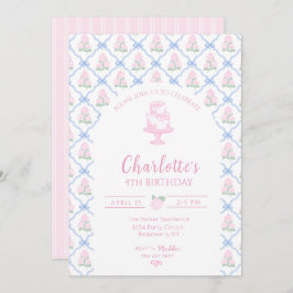 Roze Groene Hortensia Blauwe Strik Trellis Kaart