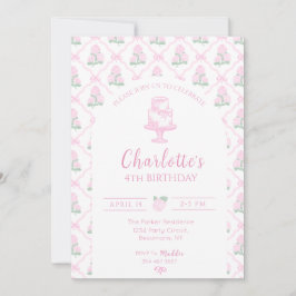 Roze & groene hortensia hekwerk met strikken kaart