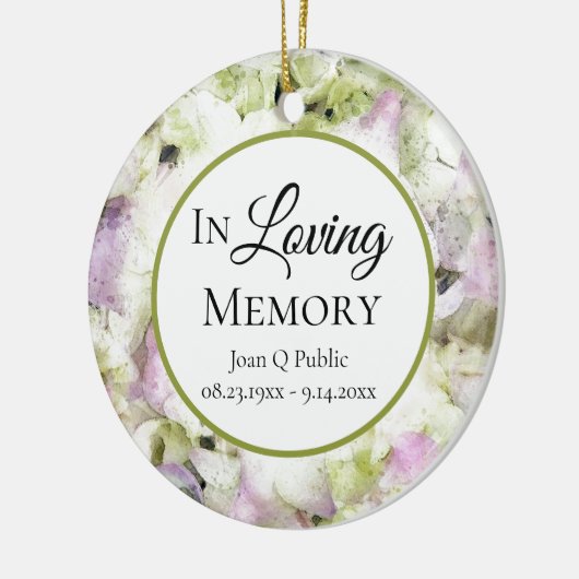 Roze Groene Hydrangea Waterverf Memorial Keepsake Keramisch Ornament (Links)