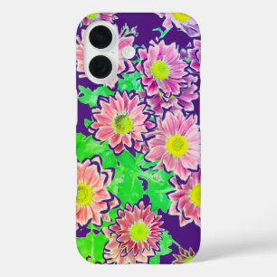 Roze groene illustratie Waterverf Stijl iPhone 16 Hoesje