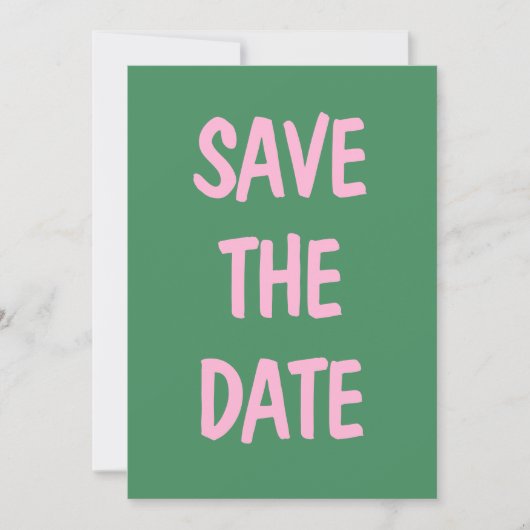 Roze Groene Informele Handgeschreven Plezierige Fo Save The Date (Voorkant)