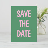 Roze Groene Informele Handgeschreven Pret Foto Bru Save The Date (Staand voorkant)