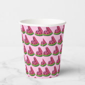 Roze groene japy Watermeloen Melon Slice Fruit Papieren Bekers (Rechts)