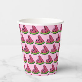 Roze groene japy Watermeloen Melon Slice Fruit Papieren Bekers
