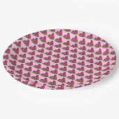 Roze groene japy Watermeloen Melon Slice Fruit Papieren Bordje (Gekanteld)