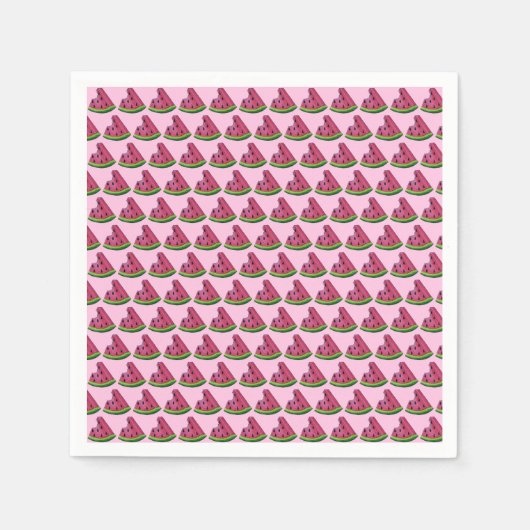 Roze groene japy Watermeloen Melon Slice Fruit Servet (Voorkant)