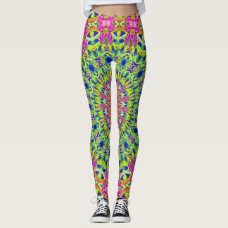 Roze/Groene Kaleidoscoop Barst Leggings