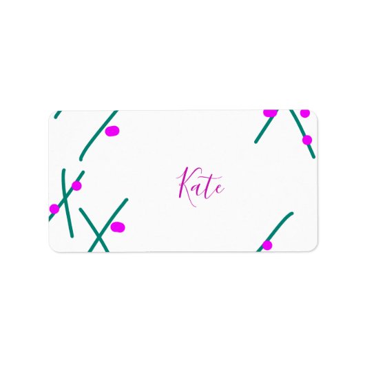 Roze groene kersboom naam boho retro rustiek vet etiket (Voorkant)