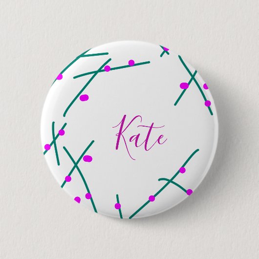 Roze groene kersboom naam boho retro rustiek vet ronde button 5,7 cm (Voorkant)