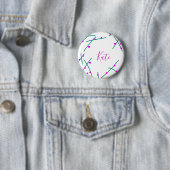 Roze groene kersboom naam boho retro rustiek vet ronde button 5,7 cm (In situ)