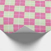 Roze Groene Kerst Argyle Inpakpapier (Hoek)