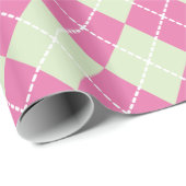 Roze Groene Kerst Argyle Inpakpapier (Rol Hoek)