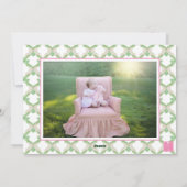 Roze & Groene Kerst Bow Krans Monogram Foto Feestdagenkaart (Achterkant)